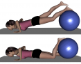 Prone Ball Press Down with Foot and Body Lift