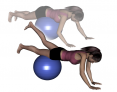 Stability Ball Prone Walk to Thighs with Leg Extension